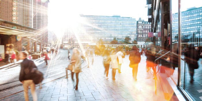 Motion Blur of People Walking in the City