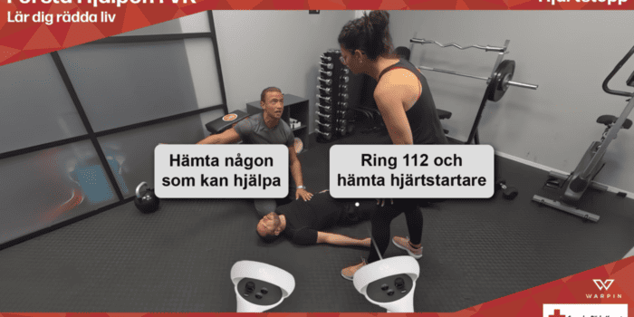 Ur VR-utbildningen Första hjälpen som socialtjänstens vård- och omsorgspersonal kommer prova. Foto: Warpin Reality och Svenska Röda Korset