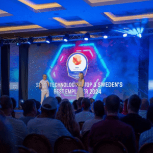 Carl Vikingsson, VD för Sigma Technology Group, och Nataly Lamkén, Chief Communications Officer, Sigma Technology Group.